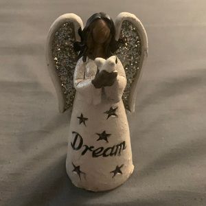 Porcelain Angel figurine with sparkly silver wings